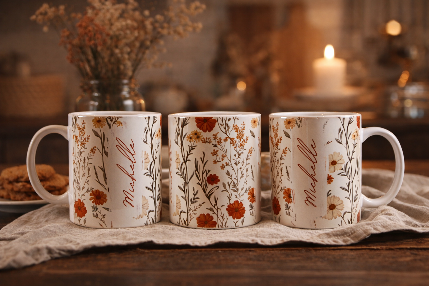 Personalised mug with wildflower accents