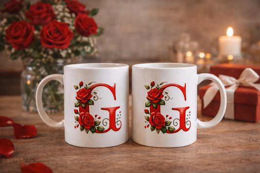 Red Roses Initialised Mug