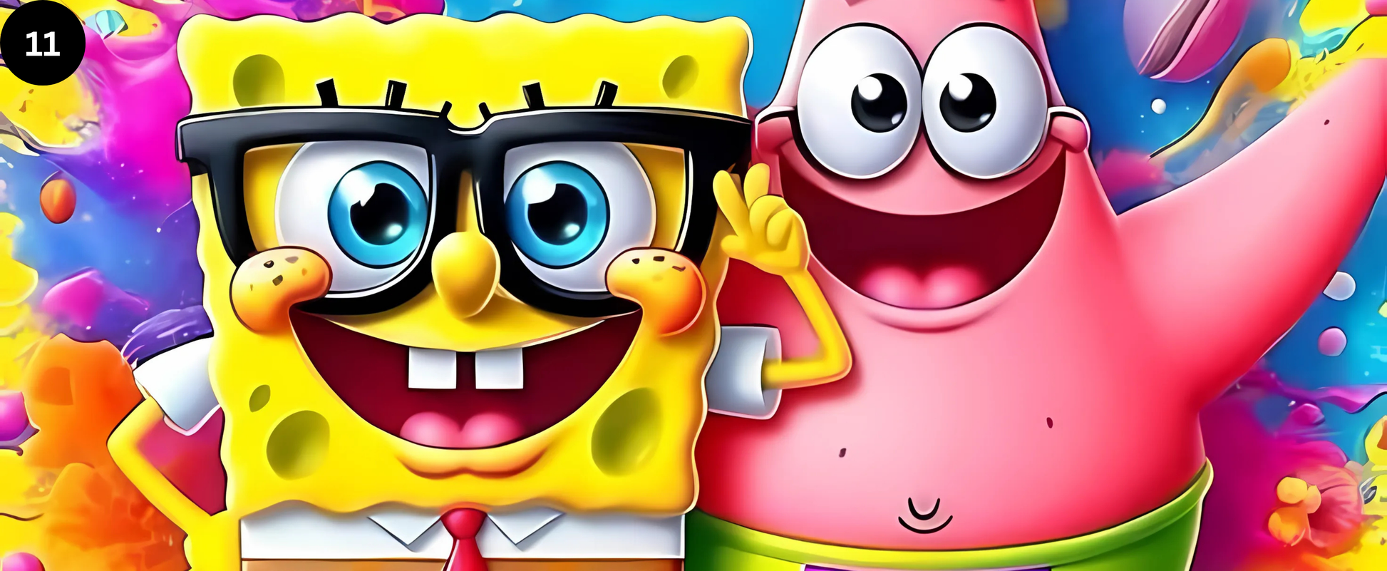 Cartoon characters with colorful background