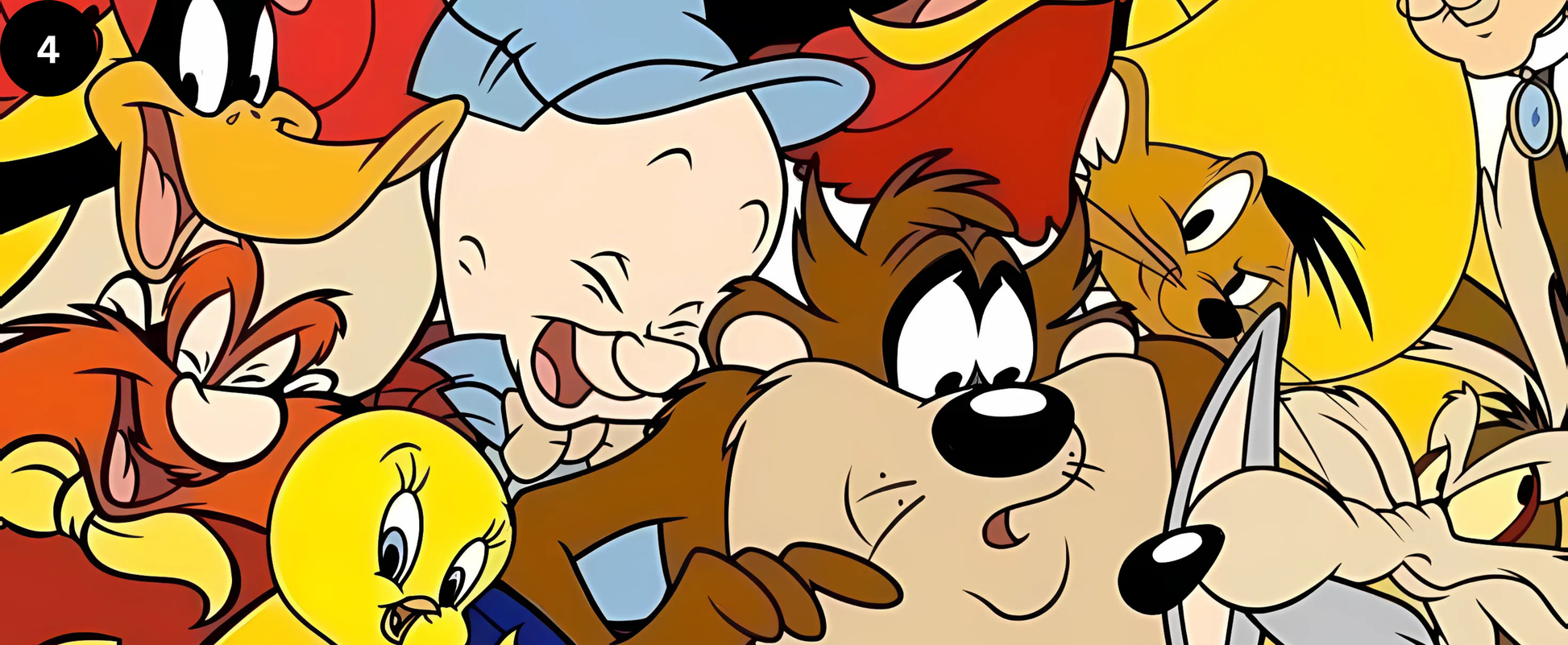 Cartoon characters from classic animated series in a colourful collage.